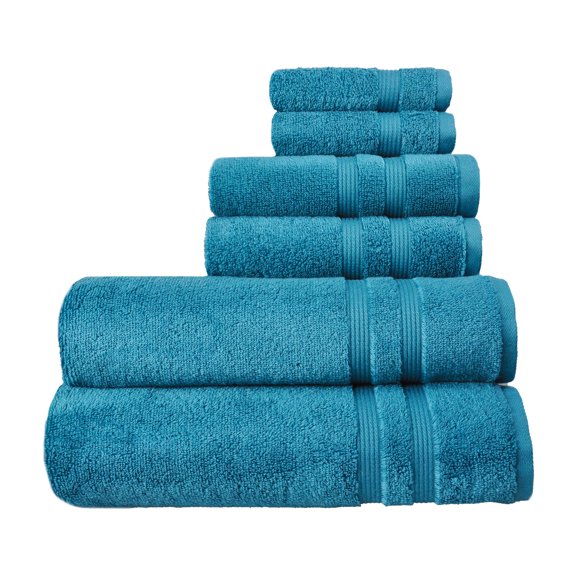 Mainstays Performance 6 Piece Bath Towel Set Collection in Solid & Textured