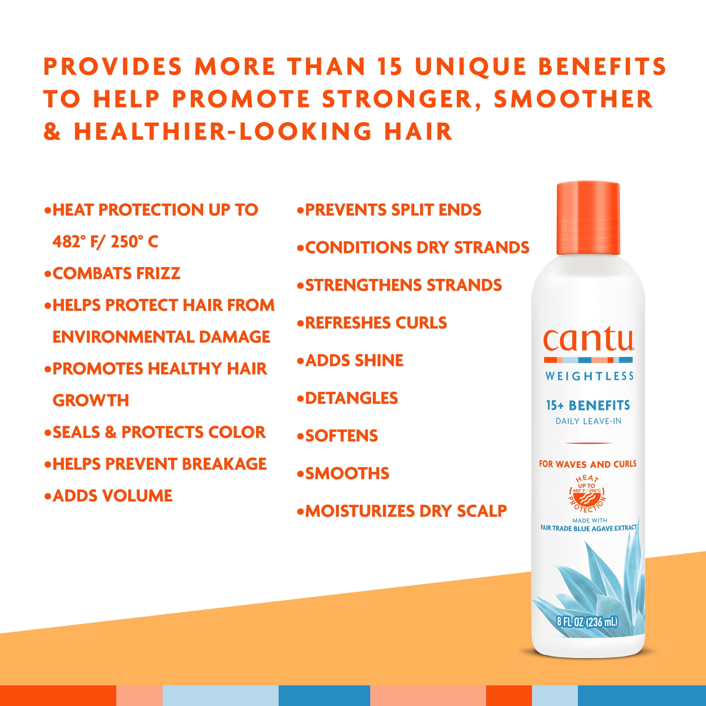 Cantu Weightless Daily Leave-in Conditioning Cream for Waves & Curls, 8 fl oz