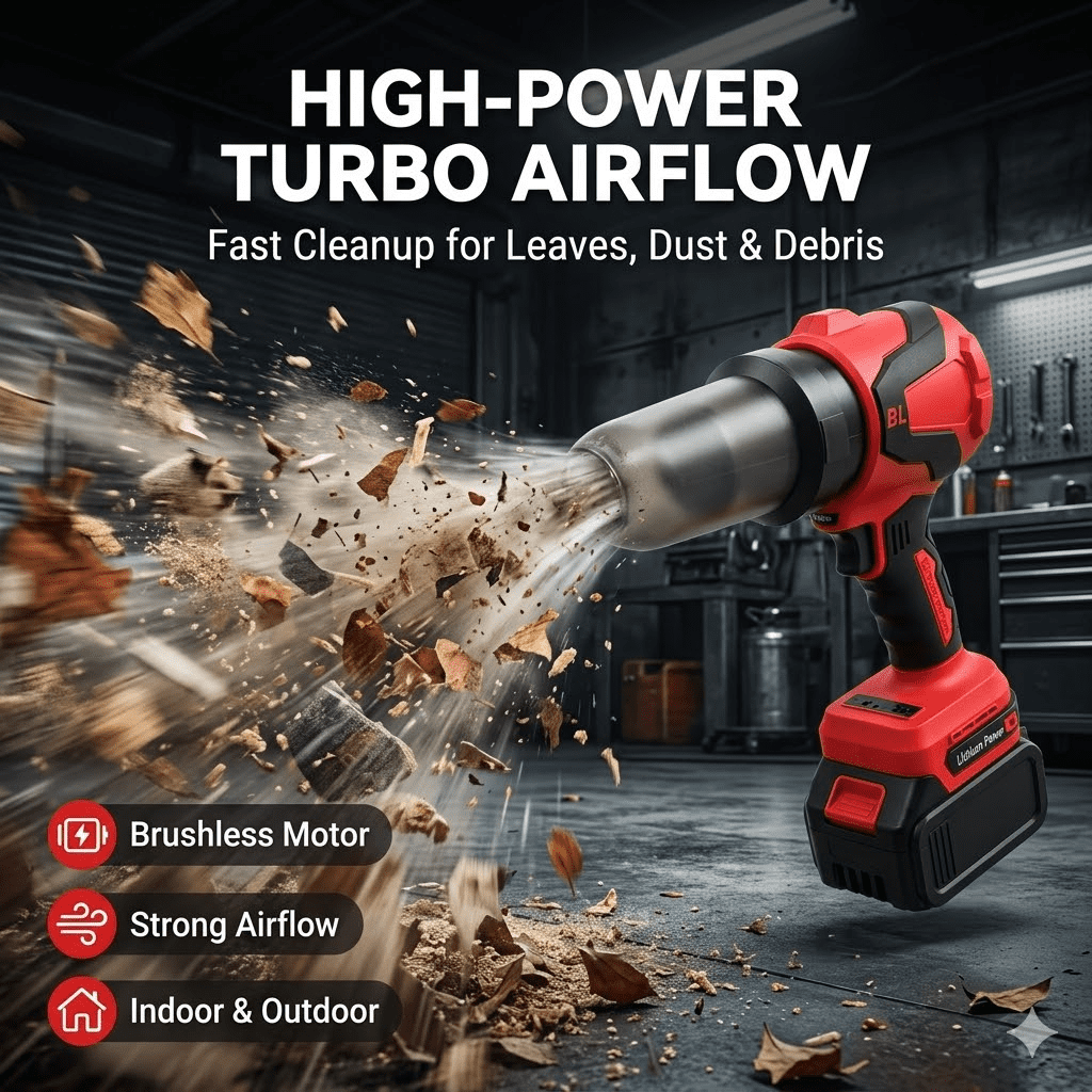 Cordless Leaf Blower Vacuum, 21V Brushless Electric Leaf Blower with 2 Batteries and Charger, Battery Powered Lawn Blower, 2-in-1 Small Handheld Blower Vacuum with Storage Case for Lawn Care,