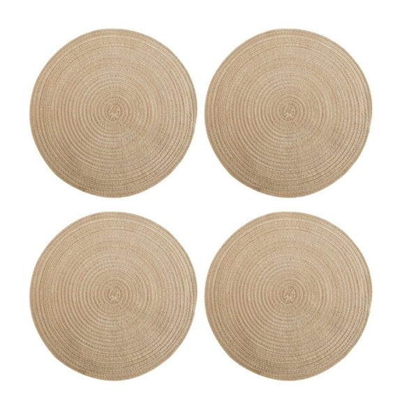 Pedty Placemat,4X Placemats,Tan Placemat 4Pcs,Round Placemats Set of 4 Round Table Placemats Braided Cotton Place Mats 15 inch for Kitchen Dining Table Holiday Party