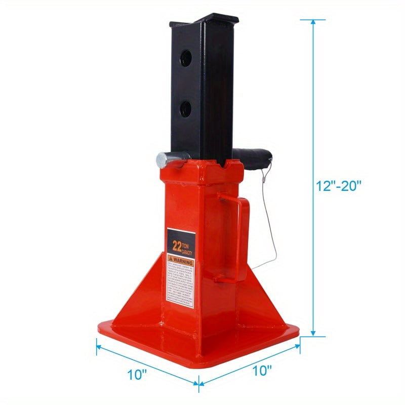 Zateety Heavy Duty Pin Type Professional Car Jack Stand with Lock, 22 Ton (44, 000 lb) Capacity, Red, 1 Pair