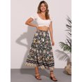 thumbnail image 4 of DARING DIVA Women's Bohemian Tassels Elastic Waist Floral Maxi Skirt XS Black, 4 of 7