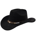 thumbnail image 4 of XIAOCHA Women's Woven Shell‑Clasp Suede Cowboy Hat Solid Outdoor Rodeo Western Hat,Black, 4 of 4