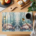 thumbnail image 2 of Spring Hedgehog Green Placemats Set of 4 Botanical Forest Flower Leaf Place Mats Indoor Wipeable Table Mats Washable Cloth Dining Table Placemats for Kitchen Holiday Party Home Decor 13x19 Inch, 2 of 9