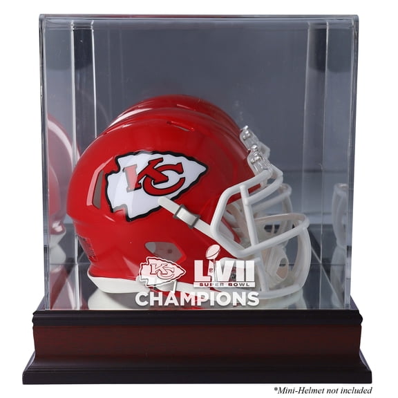 Kansas City Chiefs Super Bowl LVII Champions Mahogany Mini Helmet Logo Display Case - Fanatics Authentic Certified