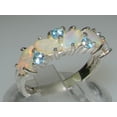 thumbnail image 2 of LBG British Made 10k White Gold Natural Opal & Blue Topaz Womens Eternity Ring - Size 12 - 33 size options, 2 of 7