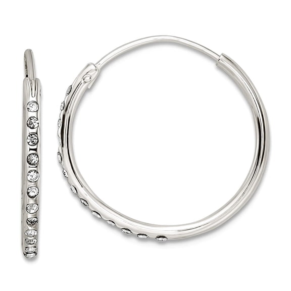 925 Sterling Silver Crystal Endless Hoop Earrings 19.75x20.15mm Wide 1.5mm Thick Hoop Earring for Women
