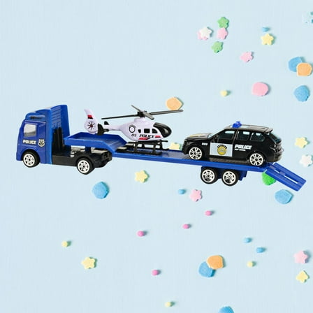 Toddmomy 1Pack Pull Back Car Model Toy Tow Trucks Blue Alloy Mini Engineering Vehicles for Child Playtime