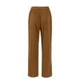 thumbnail image 4 of WTOBBY Women's Pinstripe Straight Leg Wide Pants, Loose Fit Casual Fashion Trousers for Winter Season Comfort and Everyday Style,Camel L, 4 of 7