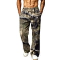 thumbnail image 7 of Havenx Mens Camo Sweatpants Wide Leg Dry Leaf Print Elastic Waist Pants with Pockets Open Bottom Camouflage Bottoms Jogger Workout Casual Fashion Loose Fit Streetwear,Brown M, 7 of 7