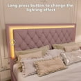 thumbnail image 3 of Noble house Queen Size Upholstered Bed Frame with LED Lights,Pink, 3 of 8