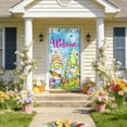 thumbnail image 4 of Easter Door Curtain for Front Door Holiday Decorations, 71 x 35 Inch Large Polyester Fabric Spring Party Supplies with Grommets, Reusable Wall Backdrop for Room Garden Pa, 4 of 6