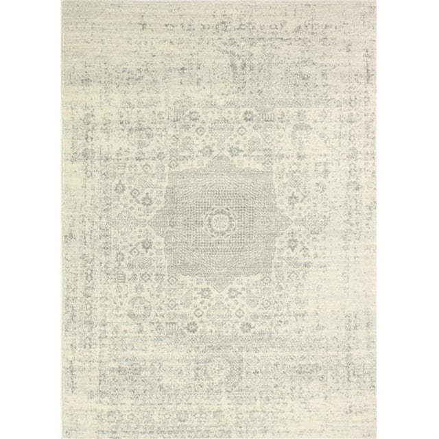 Bashian E110-IVSIL-2.6X8-5438A Everek Collection Abstract Transitional Polypropylene Machine Made Area Rug, Ivory & Silver - 2 ft. 6 in. x 8 ft.