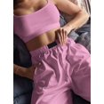 thumbnail image 3 of Womens Casual Sets Two Piece Tube Top Camisole Sleeveless Elastic Waist Summer Sweatsuit with Pocket Pink L, 3 of 8