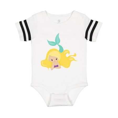 

Inktastic Cute Little Mermaid With Long Blonde Hair Gift Baby Girl Bodysuit