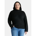 thumbnail image 2 of Terra & Sky Women’s Plus Diagonal Ribbed Mock Neck Sweater, Lightweight, Sizes 0X-5X, 2 of 5
