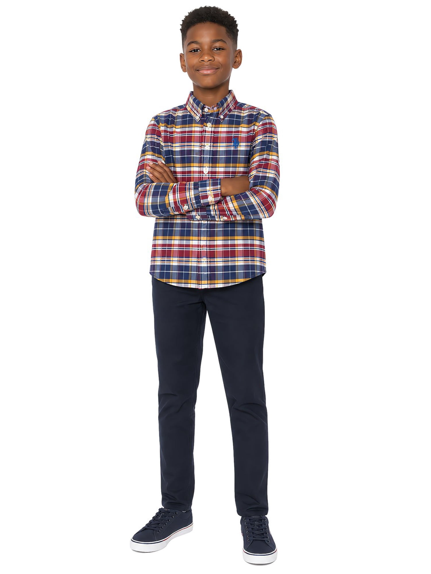 U.S. Polo Assn. Boys Long Sleeve Button Down Shirt, Sizes 4-18