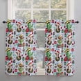thumbnail image 2 of Christmas Kitchen Curtain 2 Panels Tiers Curtains 45 Inch Length, Western Cow Cactus Xmas Balls Botanical Blue Curtains Rod Pocket Curtains Window Drapes Treatment Window Cafe Curtains, 2 of 5