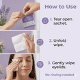 thumbnail image 4 of Eyelid Wipes Face Cleansing Wipes for Dry Eyes – Rinse Free Eye Lid Cleaning Wipes, Individually Wrapped Travel Eye Wipes, 100 Count, 4 of 6