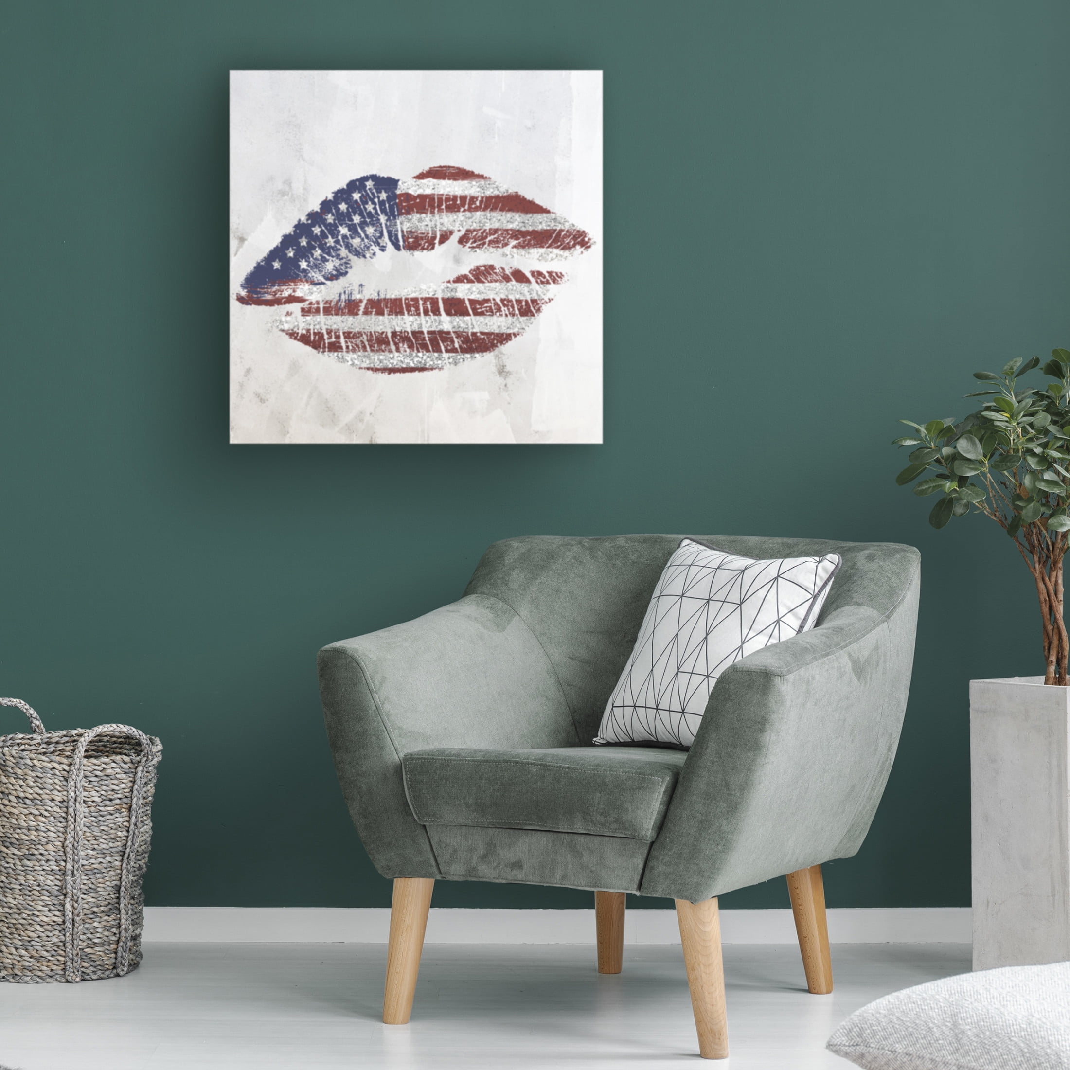 Canvas Wall Art - Sasha 'American Kiss' Wall Art for Living Room, Bedroom, or Office Décor by Trademark Fine Art - 35 x 35 Inches