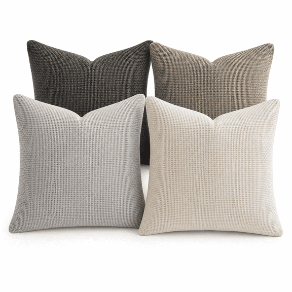 PLERISE Pack of 4 Chenille Throw Pillow Covers 18x18 Inch, Neutral Soft Decorative Cushion Covers for Couch Sofa Bedroom Living Room