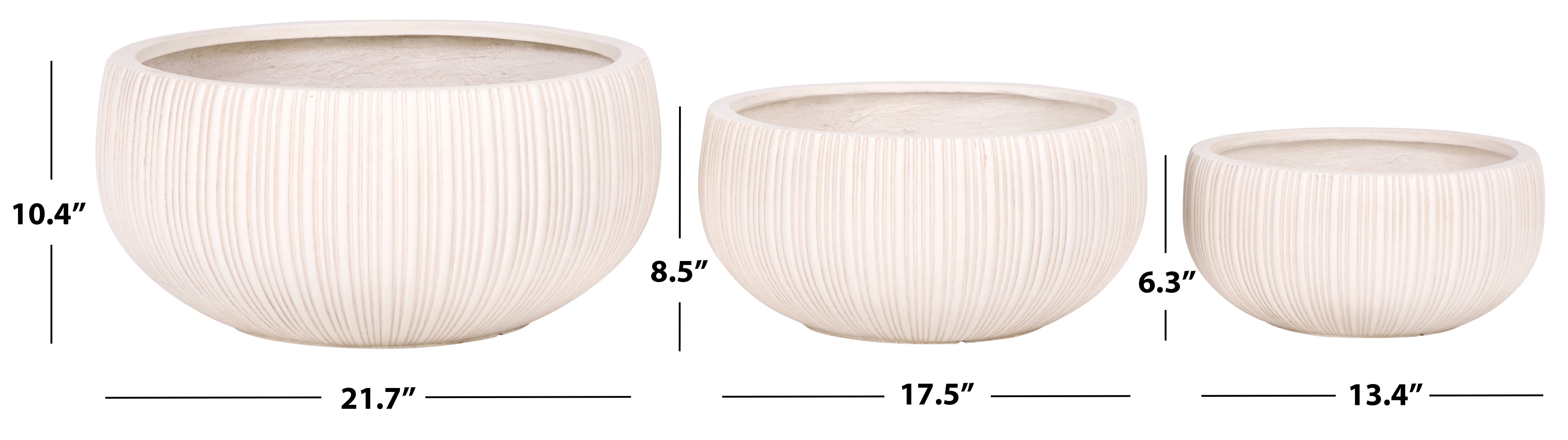 Safavieh Anita Round Beige Fiber Clay Plant Pots - Set of 3