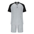 thumbnail image 4 of Pantalones de los Hombres Cintura Elástica, Color Casual Bloqueado, Manga Corta Cuello Redondo Bolsillo Shorts Conjunto, 4 of 8