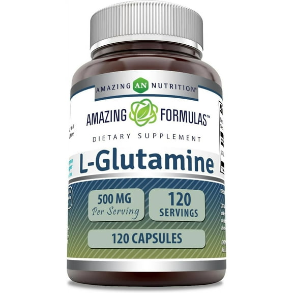 Amazing Formulas L-Glutamine 500mg 120 Capsules Supplement | Non-GMO | Gluten Free | Made in USA