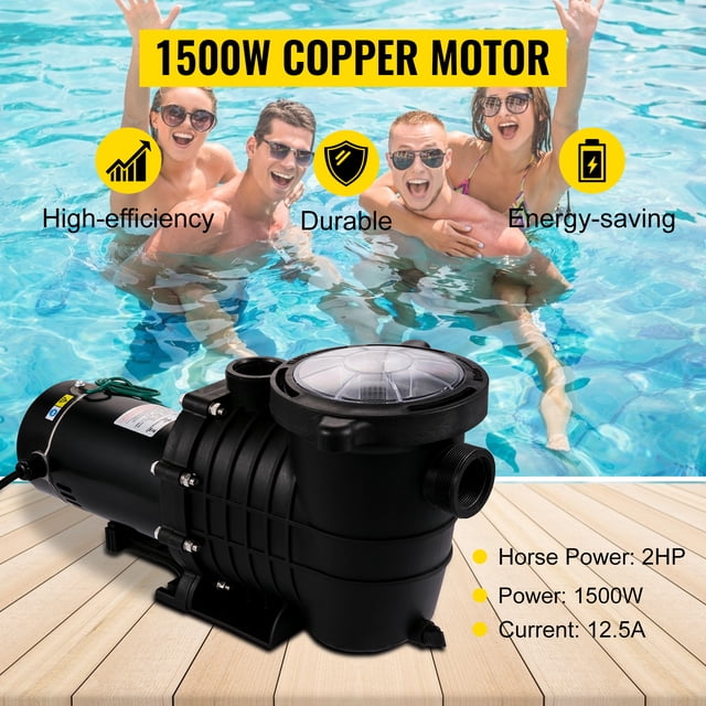 VEVOR Bomba de Piscina 1500 W Bomba para Piscinas 6657 GPH Bomba Depuradora Piscina 110 V Bomba de Filtro para Piscinas 3650 RPM Bomba de Circulación para Piscina Protección de Sobrecarga Termica