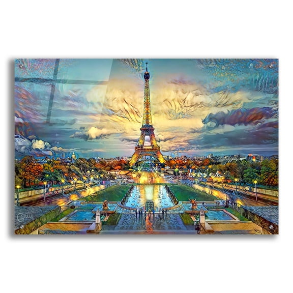 Epic Art 'Paris France Fontaines de Chaillot and Eiffel Tower seen from the Place du Trocadero' by Pedro Gavidia, Acrylic Glass Wall Art, 36"x24"