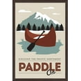 thumbnail image 1 of Discover the Pacific Northwest - Paddle On - Canoe - Vector Style - Lantern Press Artwork (24x36 Giclee Art Print, Gallery Framed, Espresso Wood), 1 of 1