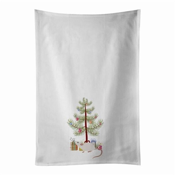 Carolines Treasures CK4466WTKT 28 x 19 in. Unisex White Domestic Mouse Merry Christmas White Dish Towels Kitchen Towel - Set of 2