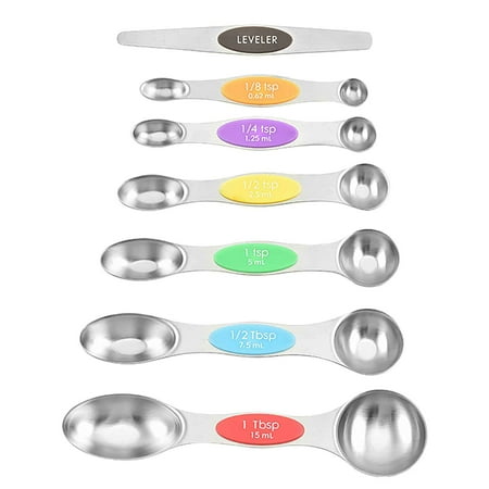 

VBVC Magnetic Measuring Spoons Set Double-Headed Kitchen Spoon Stackable Teaspoon for Measuring Dry&Liquid Ingredients