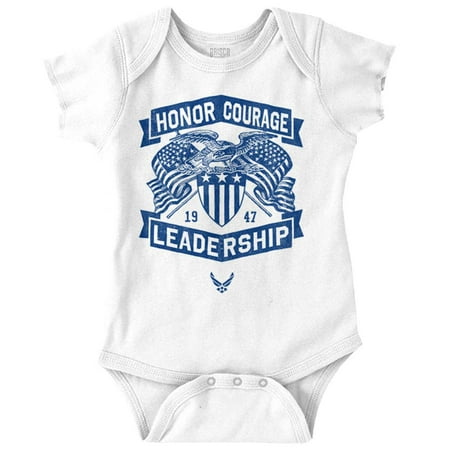 

US Air Force Honor Courage Leadership Romper Boys or Girls Infant Baby Brisco Brands 6M