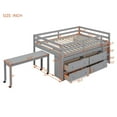 thumbnail image 3 of Full Size Loft Bed with Retractable Writing Desk and 4 Drawers, Wooden Loft Bed Frame with Lateral Portable Desk and Shelves for Boys Girls Teens Bedroom, No Box Spring Needed, Gray, 3 of 7