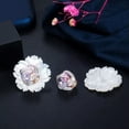 thumbnail image 4 of CWWZircon 2 in1 Elegant Shell Flower Yellow CZ Stone Big Stud Earring for Ladies, 4 of 9
