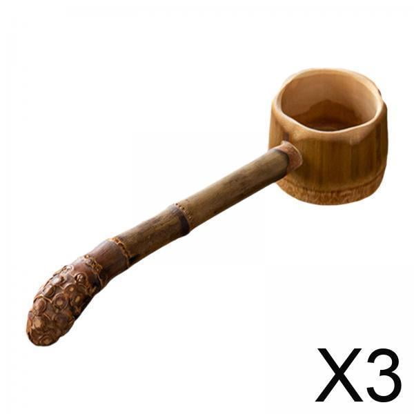3 Cucharones De Agua De Bambú, Cucharón De Riego, Cucharas De Agua, Achicador De Agua, Cucharas De Vino Para Jardín, Longitud Total 21,5 Cm