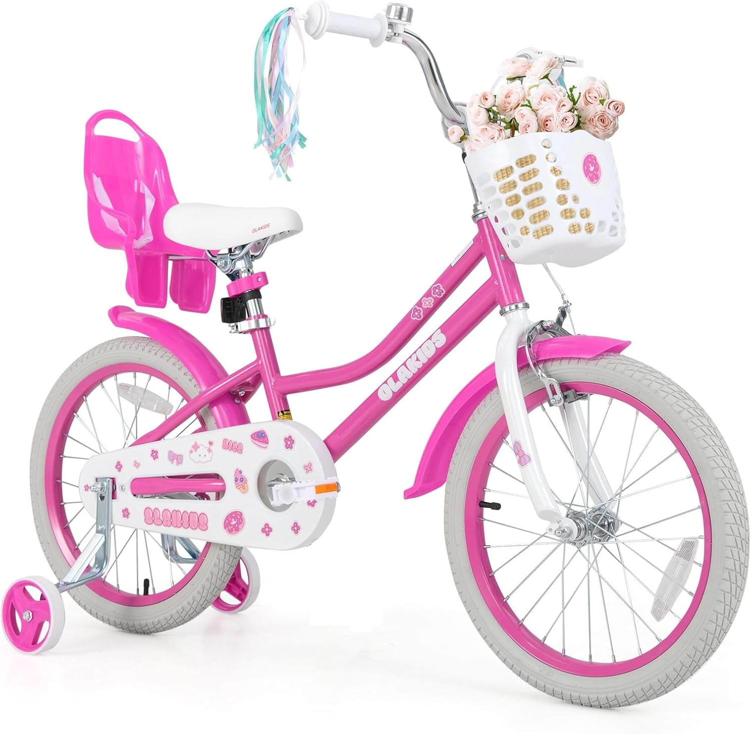 OLAKIDS 16 Inch Toddlers Bike with Training Wheels Doll Seat