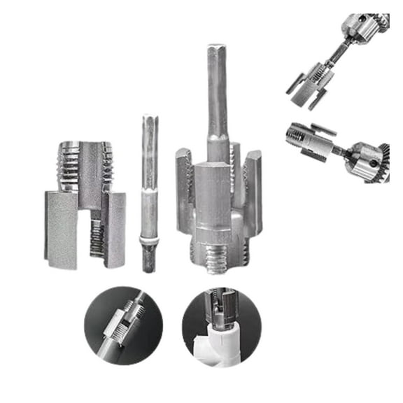 2PCS Integrated Internal & External Pipe Threading Tool, Dual-Function Pipe Thread Cutting Tool, 1/2'' 3/4'' 1'' Dies, Electric Drill Compatible PVC & Plastic Pipe Threader Kit for Home Repair