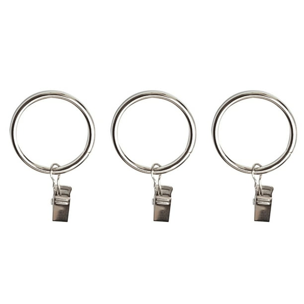 20 PCS Rustproof Drapery Iron Rings with Hooks Curtain Metal Loops with