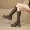 thumbnail image 6 of Miluxas Women's Knee High Boots,Round Toe Stretchy Fashion Boots for Women, Low Heel Tall Boots for Wedding/Birthday Party/Date Dress Brown 9(42), 6 of 8