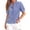 Blue, variant on Womens Shirts Plaid Checked Pattern Button Down Short Sleeve Loose Fit Blouse Tops Summer Lightweight Breathable Cotton Blend Technical Apparel Blue M