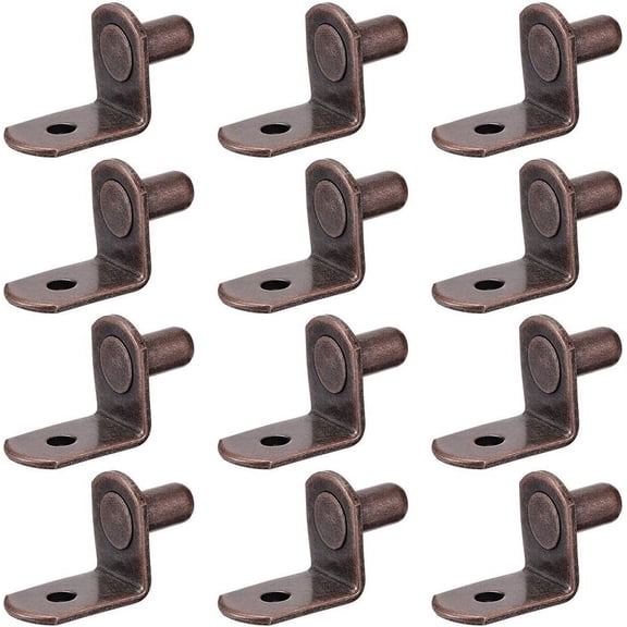 0.24inch/6mm L-Shaped Shelf Support Peg,Furniture Cabinet Closet Shelf,Bracket Pegs w Hole for Kitchen Furniture Book Shelves Supplies,Bronze 20pcs