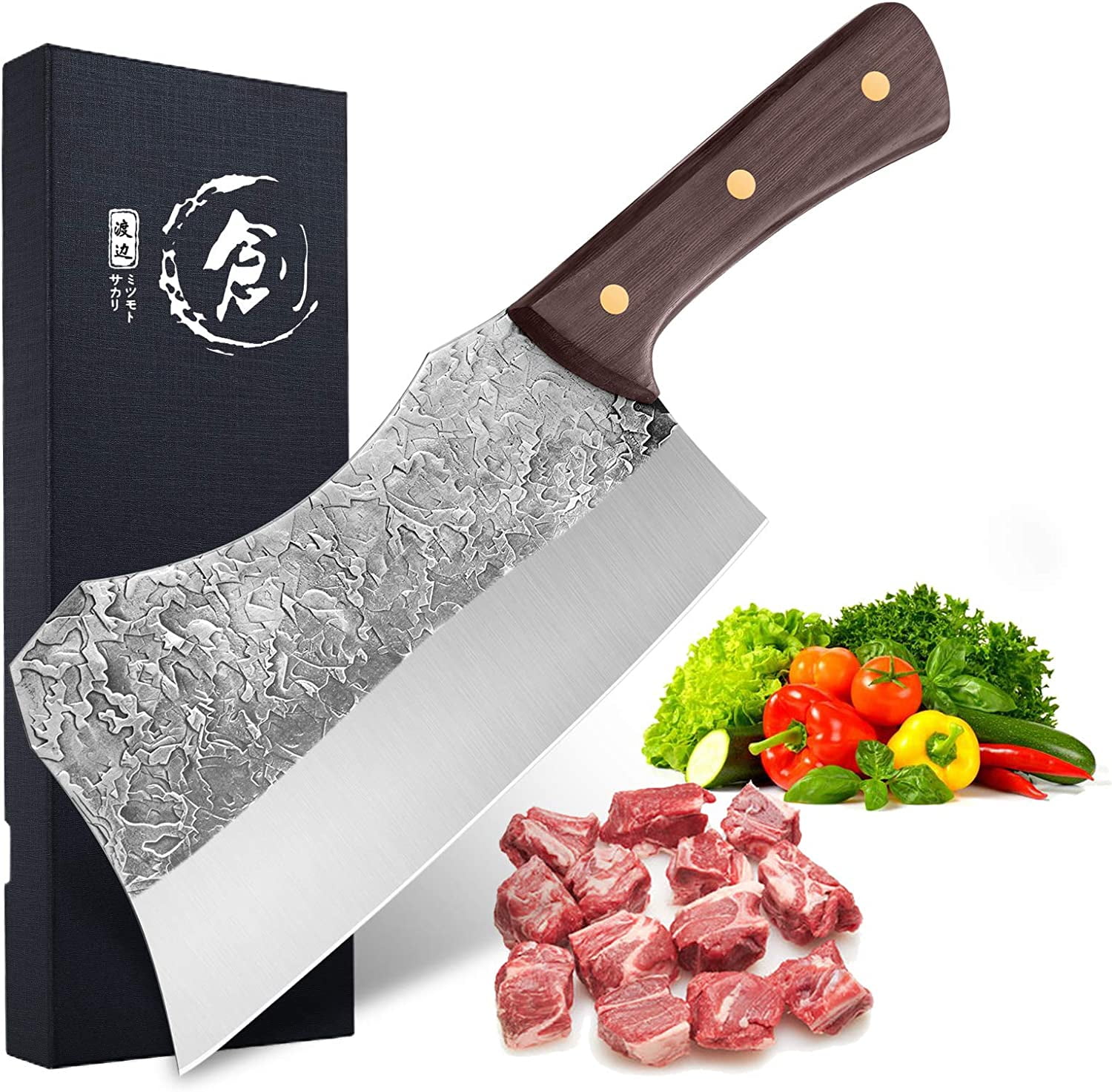 7 Inch Cleaver Knife Big Butcher Fixed Blade Knife Meat Bone