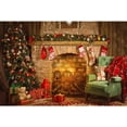 thumbnail image 4 of Wall Tapestry Christmas Colorful Tapestry Backdrop, Xmas Santa Claus, Reindeer, Tree and Fire Place for The Living Room Background Wall Hanging for Party Home Christmas Wall Decor, 4 of 4