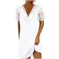 thumbnail image 2 of Robe d'Été à Imprimé Floral pour Femmes, Col en V, Manches Courtes, Style Bohème, Taille Nouée, Légère, Confortable, Décontractée, Maxi Robe de Soirée, Tissu Polyester, 2 of 8