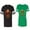 Men Black / Women Green, variant on King Queen Gold Crown Unisex Couple Matching Cotton Jersey style T-Shirt Contrasting stripes on sleeves (Men Black / Women Black) (Men XXL / Women XXL)