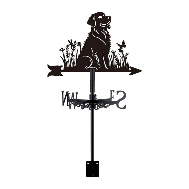 Veleta de metal con forma de perro, adorno de hierro forjado, estilo retro y rústico, indicador de dirección del viento para decoración de jardín,