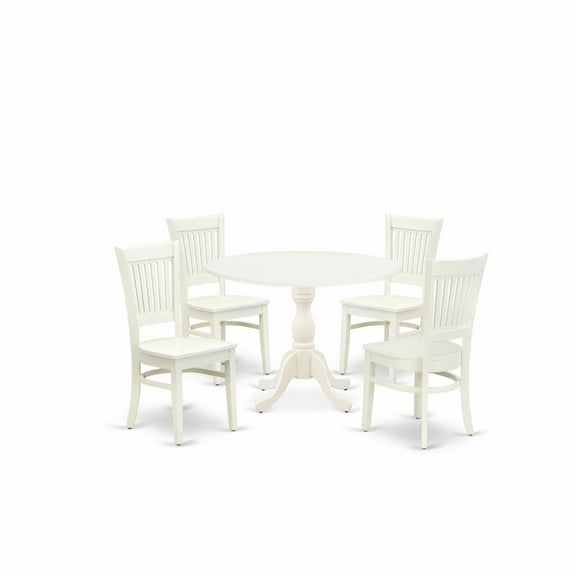 East West Furniture Dublin 5-piece Traditional Wood Dining Set in Linen White