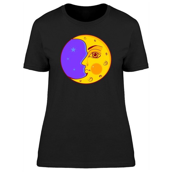 Half Moon With Face T-Shirt Women -Image by Shutterstock, Female x-Large